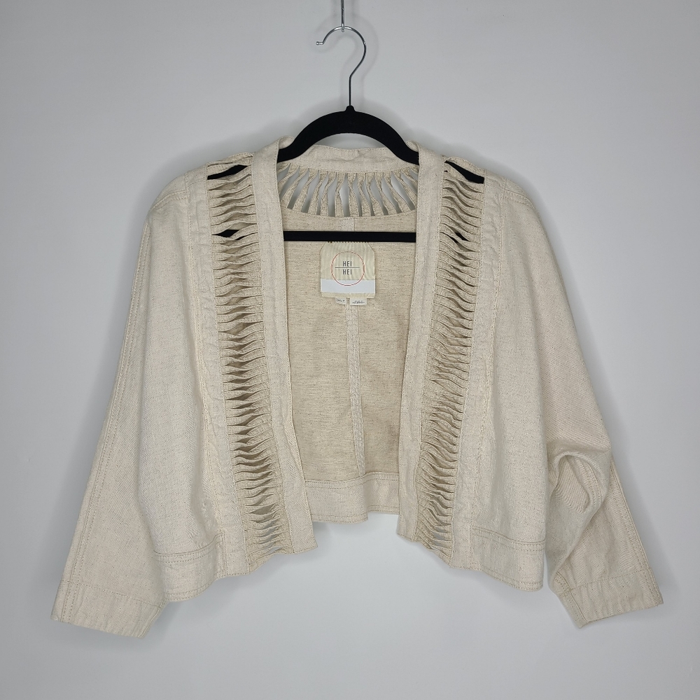 Anthropologie Ivory Open-Front Cardigan